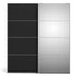 Verona Sliding Wardrobe 180cm in Black Matt with Black Matt and Mirror Doors with 2 Shelves